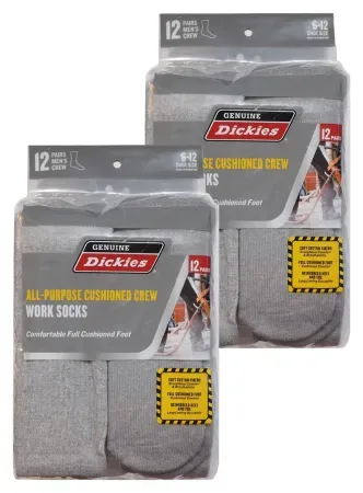 24 Pairs Dickies Men's Value Work Crew Socks
