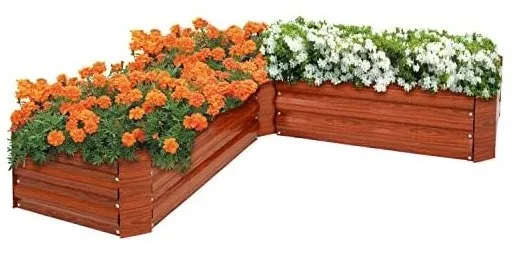 Sunnydaze L-Shaped Raised Metal Garden Bed