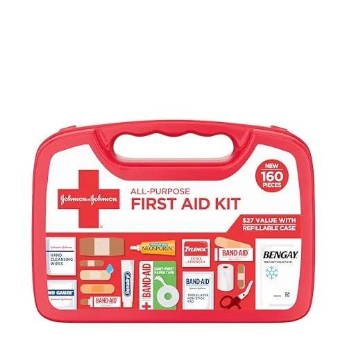 160-Pc Johnson & Johnson Compact All Purpose First Aid Kit