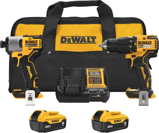 DEWALT 20-volt MAX 2-Tool Brushless Power Tool Combo Kit with 2 5Ah Batteries