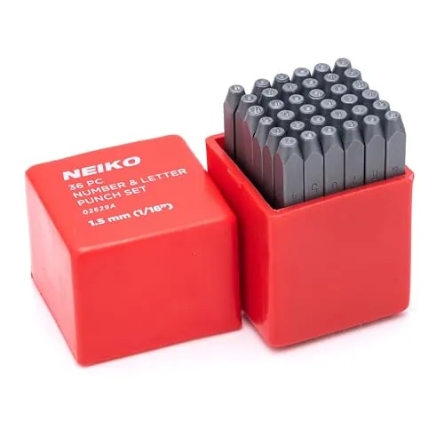 NEIKO 02629A Number and Letter Punch Set with Heat-Treated Steel Punches