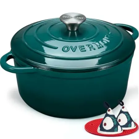 7-Quart Overmont Enameled Cast Iron Dutch Oven Pot w/ Lid