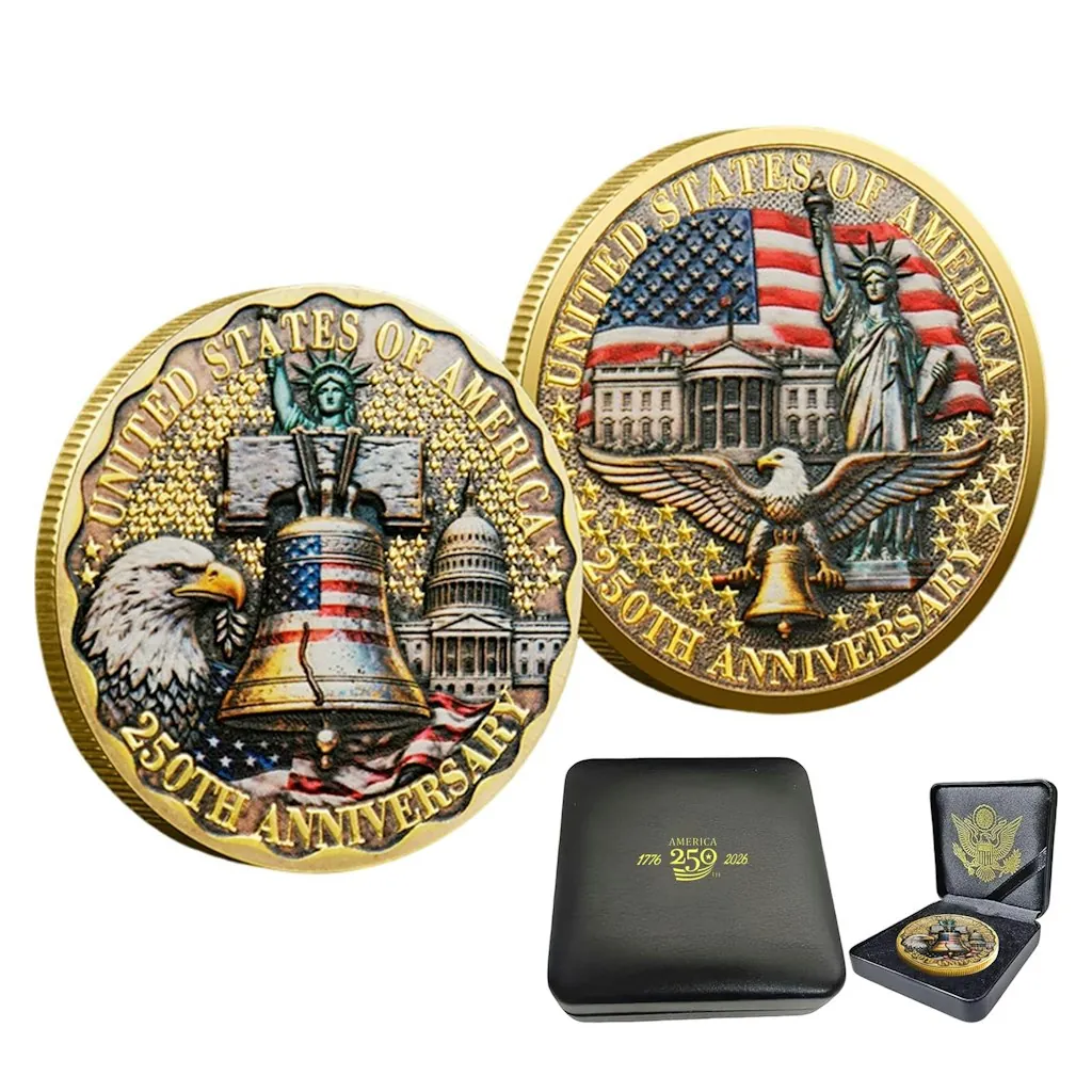 USA 250th Anniversary Eagle Graphic Patriotic Commemorative Challenge Coin