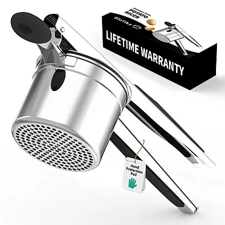 15-oz GloTika Stainless Steel Potato Masher Ricer (black)