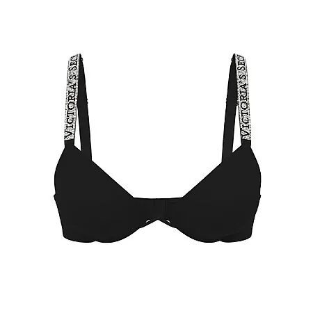 Victoria's Secret Women's Logo Shine Strap Push-Up Bra (Black or Red, Limited Sizes)