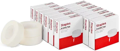 Staples Invisible Clear Tape 0.75" x 36 yds. 12 Rolls