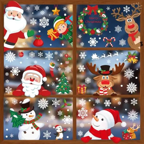 186-Piece Traplace Christmas Window Clings (9 Sheets)