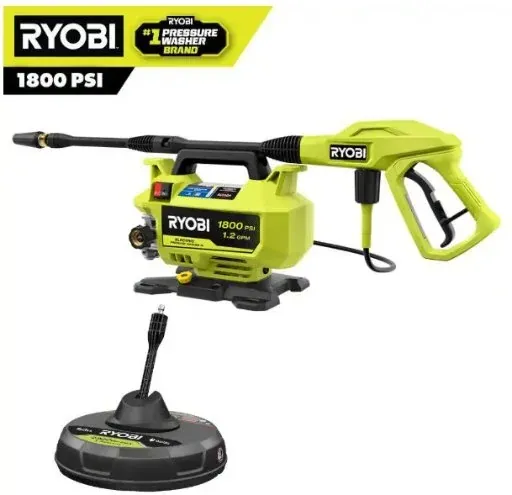 RYOBI 1800 PSI 1.2 GPM Cold Water Electric Pressure Washer with Surface Cleaner