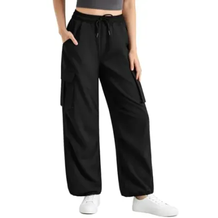 Fawarior Women's Lightweight Baggy Parachute Cargo Pants