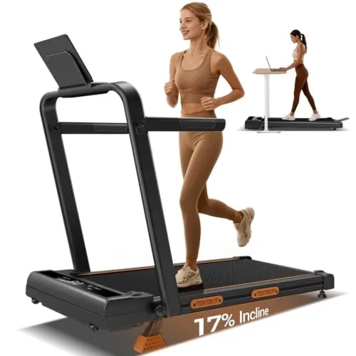 Foldable Walking Pad Treadmill with 17% Incline