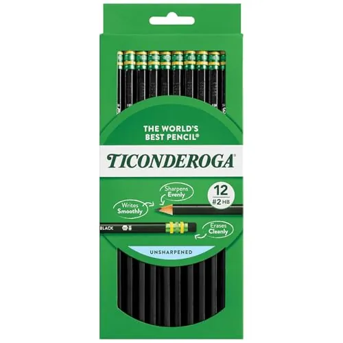 Ticonderoga Unsharpened Pencils 12-Count – Black