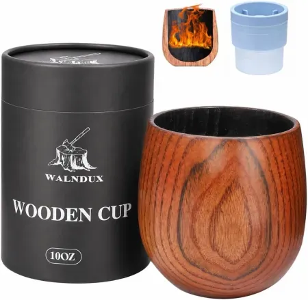 10oz WALNDUX Charred Whiskey Wooden Old Fashioned Glass