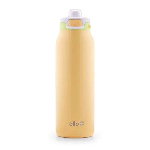 Ello Pop & Fill 32oz Stainless Water Bottle, Sip or Chug, Sunset Meadow