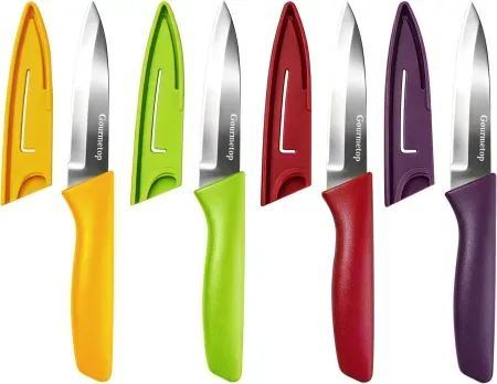 4-Count Gourmetop 3.8" Stainless Steel Paring Knives w/ Blade Covers