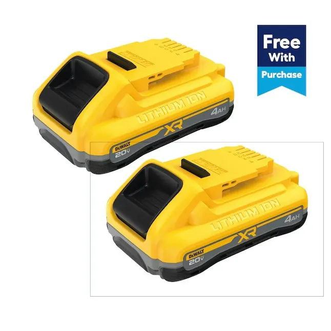 DeWalt XR 20V 4Ah Battery 2-Pack: Free w/ Tool Purchase + free shipping