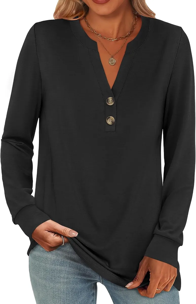 ANRABESS Women’s Long Sleeve Henley Top