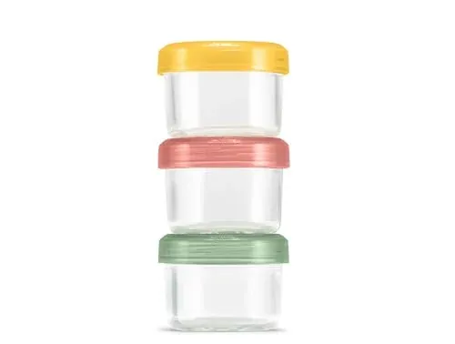 Ello Color Lock Glass Condiment Containers w/ Lids 3-Pack 4-Oz