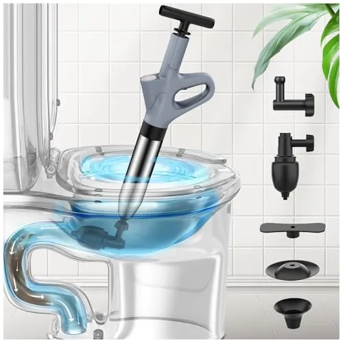 Mineaoll High-Pressure Air Drain Blaster Toilet Plunger (Grey)
