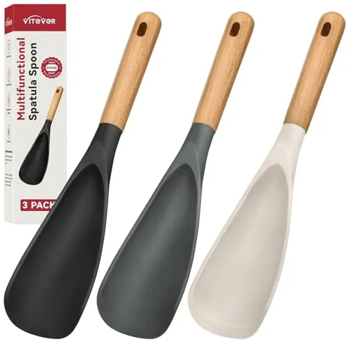 VITEVER Cooking Heat Resistant Silicone Spoon Spatula 3-Pack