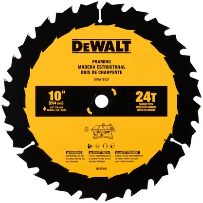 DEWALT 10 in. Carbide Tipped Framing Saw Blade 24 teeth