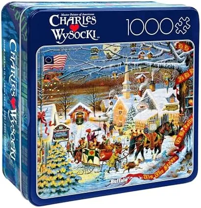 Select Areas: 1000-Pc Charles Wysocki: Small Town Christmas Puzzle in Collector's Tin