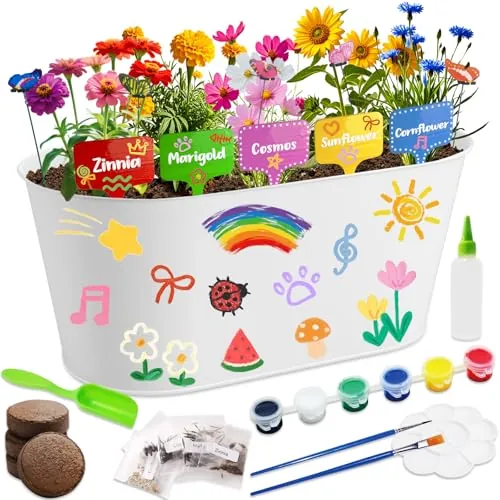 25-Piece RootCraft Paint & Plant Kid's Gardening Set w/ 5 Variety Flower Seeds