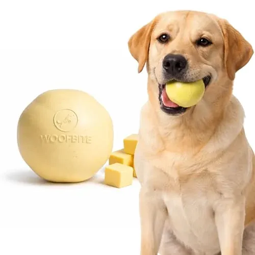 WoofBite 3" Natural Rubber Dog Chew & Fetch Ball (Butter Scent)