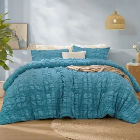 BEDELITE 3-Piece Queen Comforter Set Seersucker Bedding Set