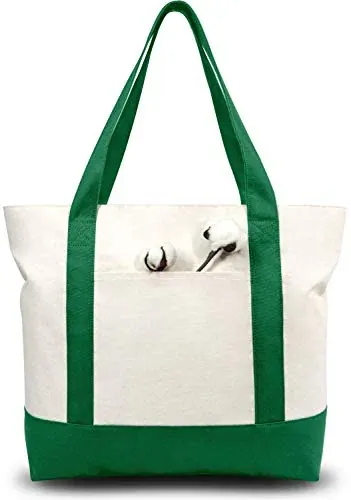 TOPDesign Stylish Canvas Tote Bag with Zipper Closure