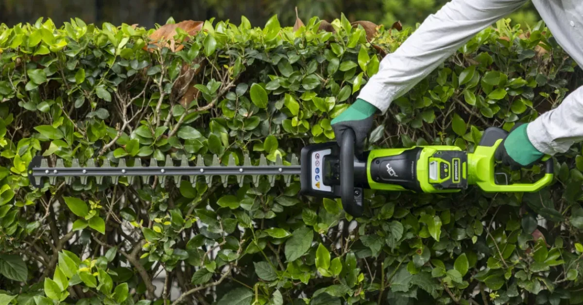 Greenworks 24V 24-inch Cordless Hedge Trimmer with a 2.0Ah battery