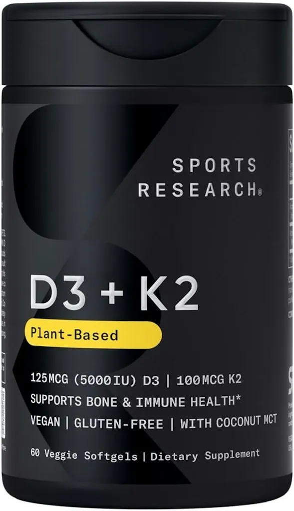 Sports Research Vegan D3 5000iu w/ Vitamin K2 100mg 60-Softgels