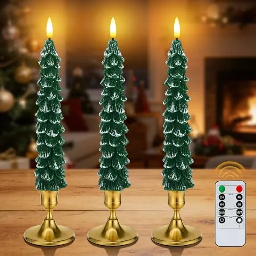 3-Pack Christmas Tree Candles with Remote