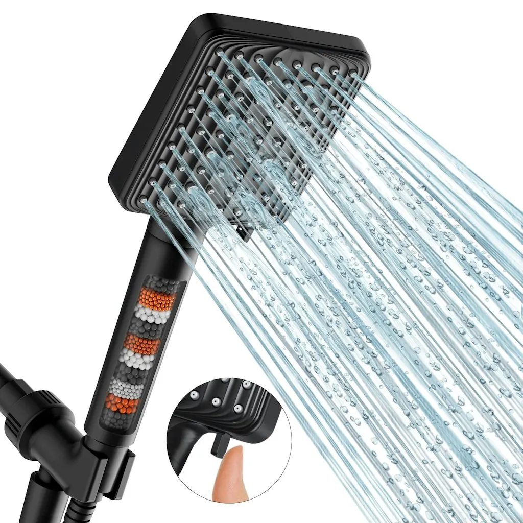 MakeFit Filtered Handheld Shower Head w/ Mineral Beads & 59" Stainless Steel Hose