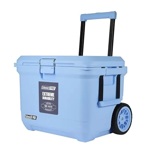 Coleman Pro 55 qt. Premium Wheeled Hard Cooler, Blue Sky