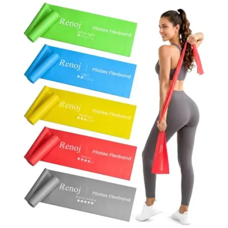 5-Pack Renoj Latex-Free TPE Pilates Resistance Bands Set