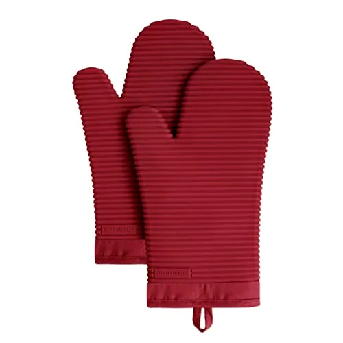 KITCHENAID Ribbed Soft Silicone Oven Mitt 2-Pack Set, 7.5"x13"