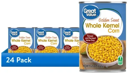 24-Pack Great Value Golden Sweet Whole Kernel Corn (15.25oz each)
