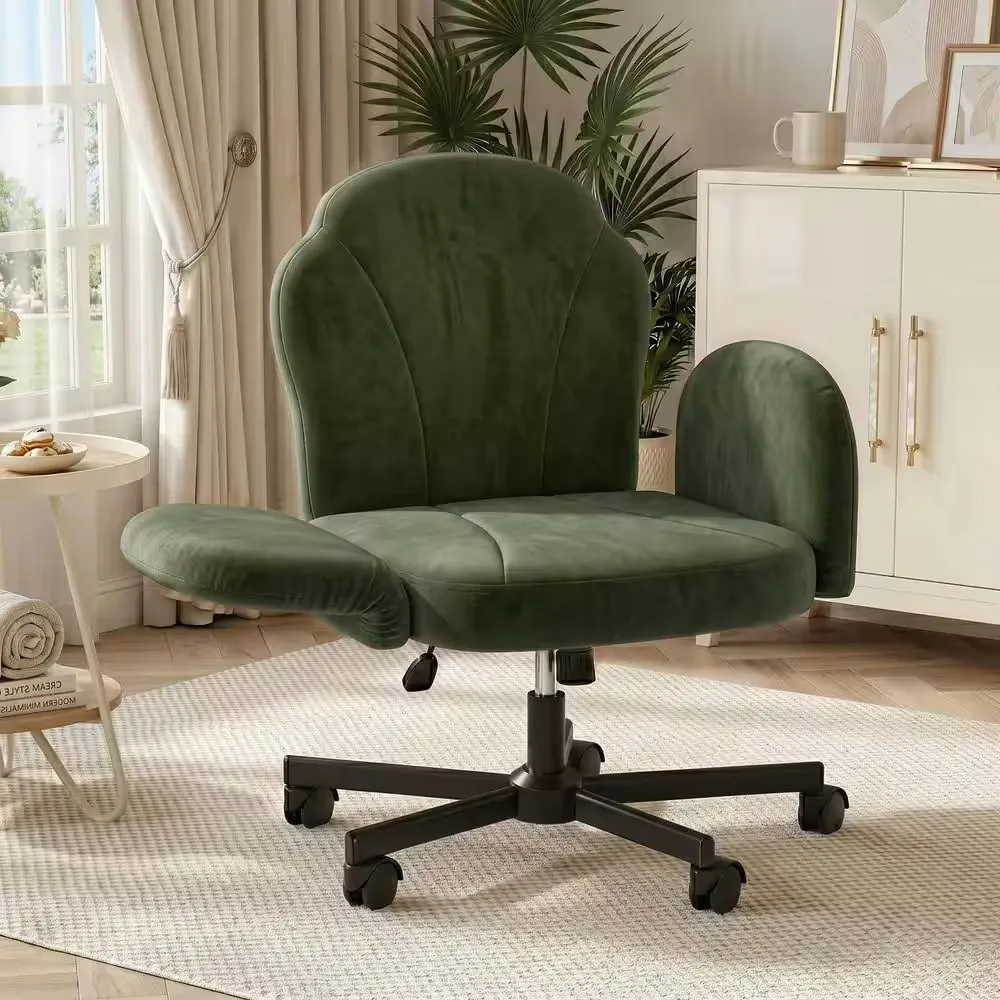 Bestier Velour Swivel Cross-Legged Vanity Chair w/ Flip-Up Arms