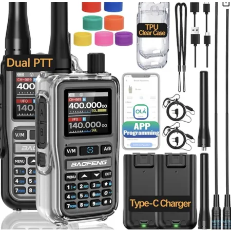 2-Pk Baofeng UV-5R Long Range Rechargeable Mini Ham Radio