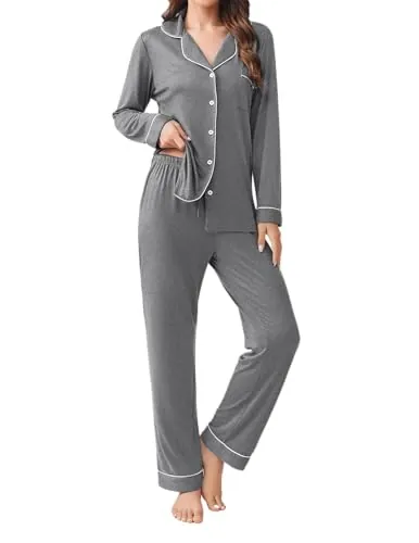 Ekouaer 2 Piece Long Sleeve Pajamas Set