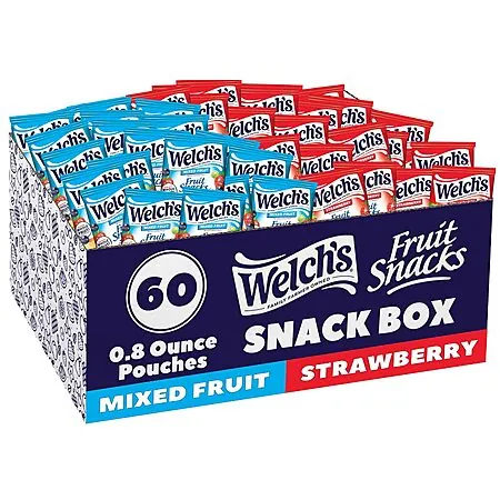 60-Pk 0.8oz. Welch's Fruit Snack Pouches (Mixed Fruit/Strawberry)