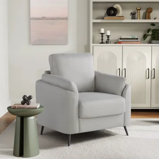 Studio Living Brooklyn Modern Accent Chair Light Gray Woven Fabric