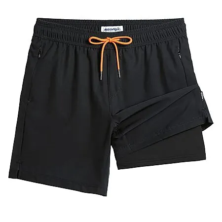 Maamgic Men's 2-in-1 7" Swim Trunks w/ Built-In Compression Liner (various)
