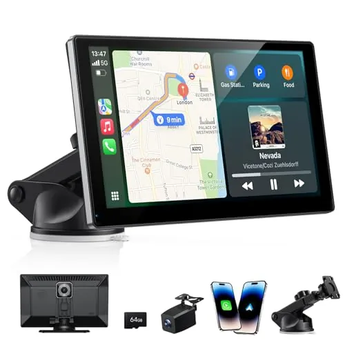 9" Wireless Carplay Screen with 4K Dash Cam & 64GB Card
