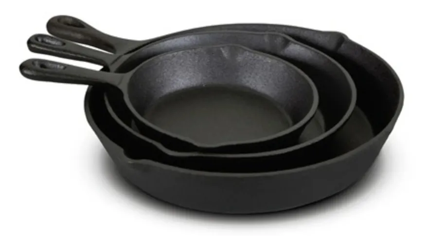 Jim Beam Cast Iron 3 Piece Skillet Set