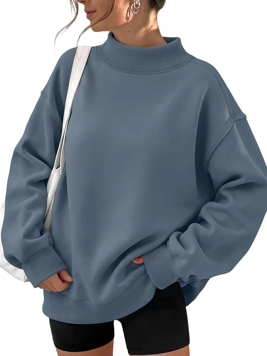 TRENDY QUEEN Mock Neck Sweatshirt