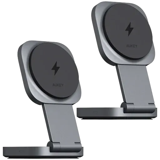 Aukey Magfusion 15W Qi2 2-in-1 Foldable Charger 2-Pack