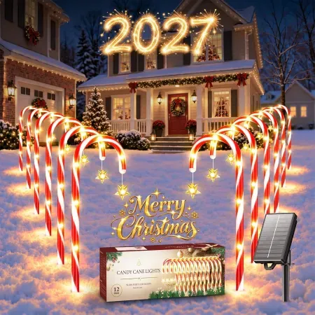 12-Pack KELME Solar Candy Cane Christmas Lights