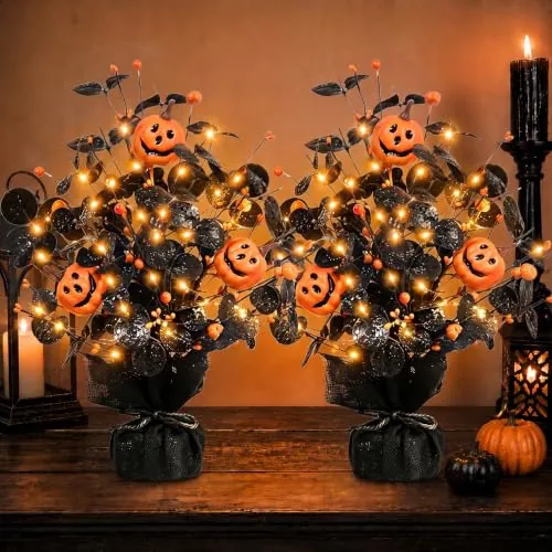 2-Pack Lighted Halloween Table Trees