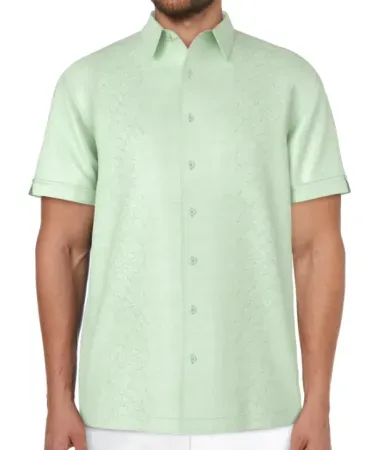 Cafe Luna Men's Printed Panel Short Sleeve Shirt